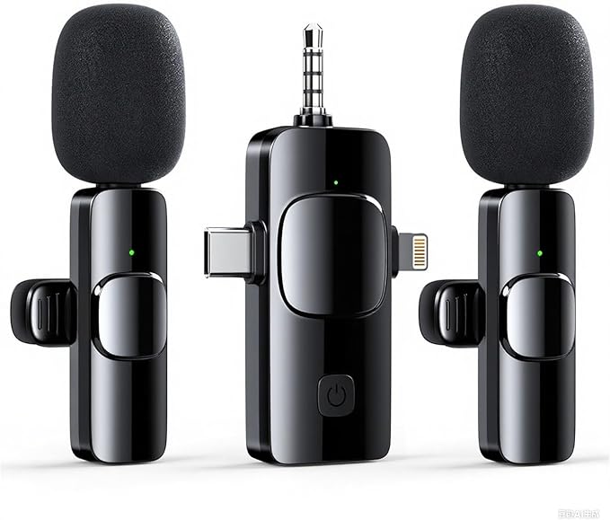 3 in 1 Wireless Lavalier Microphone for iPhone Android Camera USB-C